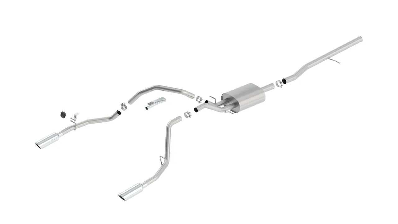 Borla S-Type Cat-Back Exhaust System For 2014-2019 Chevrolet Silverado 1500 / 2014-2019 GMC Sierra 1500 - Single Round Rolled Angle-Cut Tips (Part 140536)