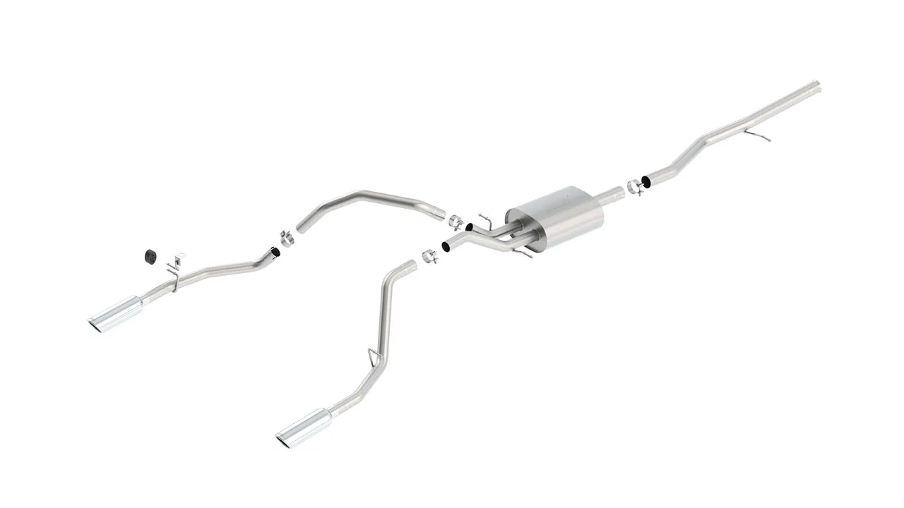 Borla S-Type Cat-Back Exhaust System For 2014-2019 Chevrolet Silverado 1500 / 2014-2019 GMC Sierra 1500 - Single Round Rolled Angle-Cut Tips (Part 140539)