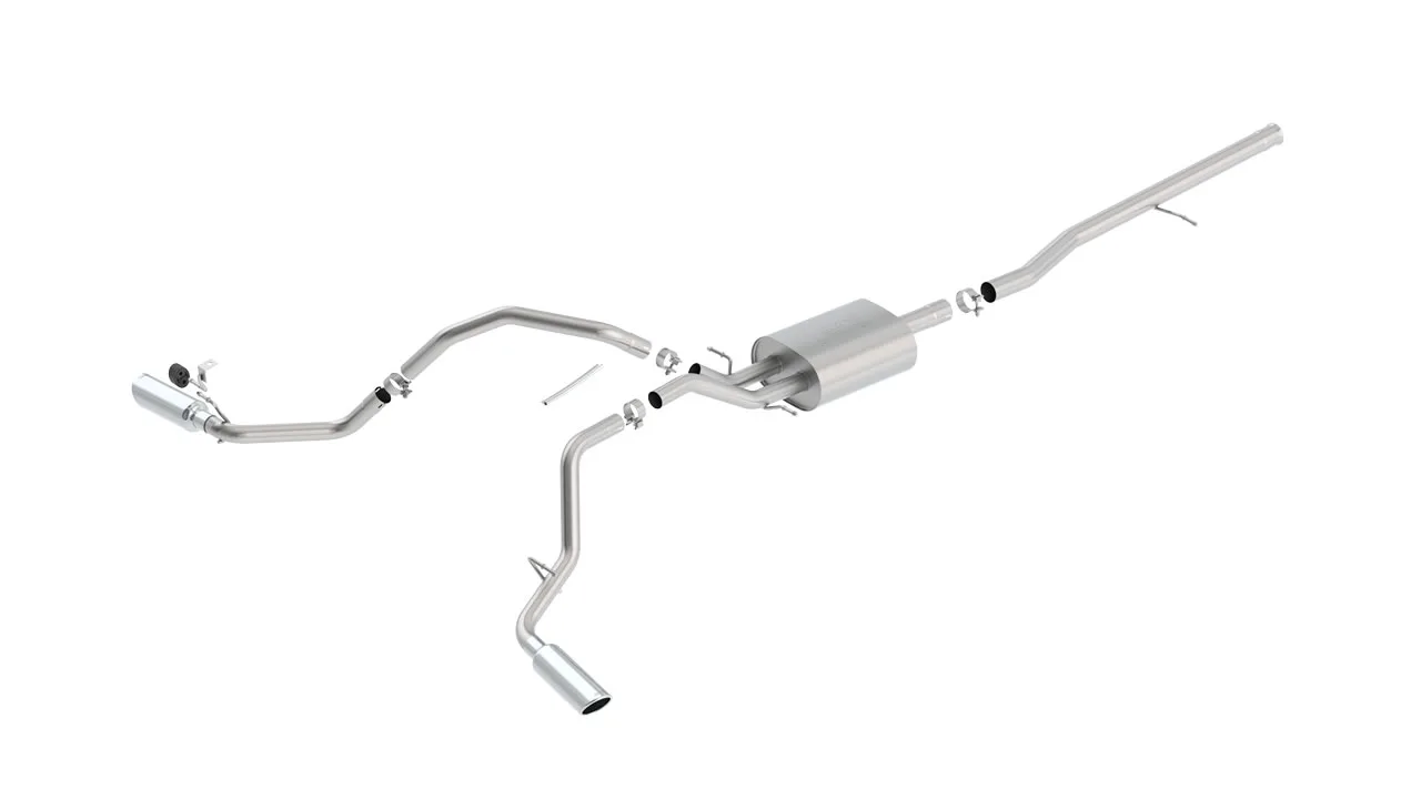 Borla S-Type Cat-Back Exhaust System For 2014-2019 Chevrolet Silverado 1500 / 2014-2019 GMC Sierra 1500 - Single Round Rolled Angle-Cut Tips (Part 140545)