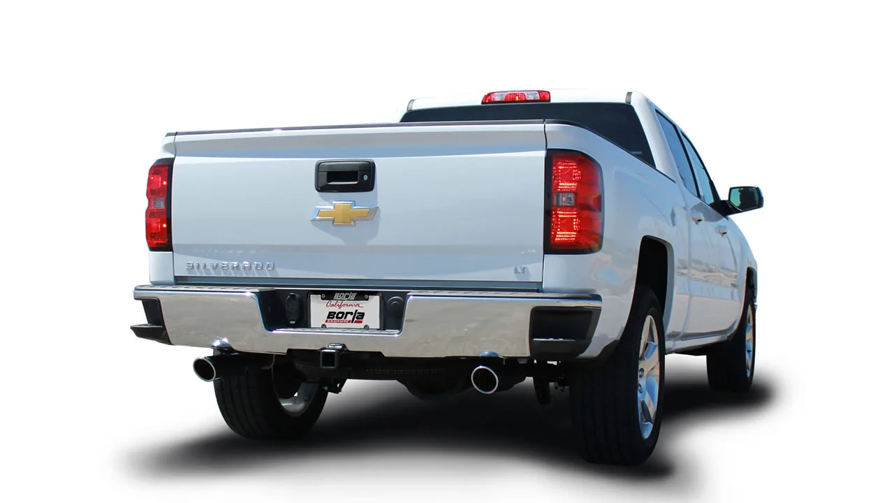 Borla S-Type Cat-Back Exhaust System For 2014-2018 Chevrolet Silverado 1500 / 2014-2018 GMC Sierra 1500 - Single Round Rolled Angle-Cut Tips - Image 2