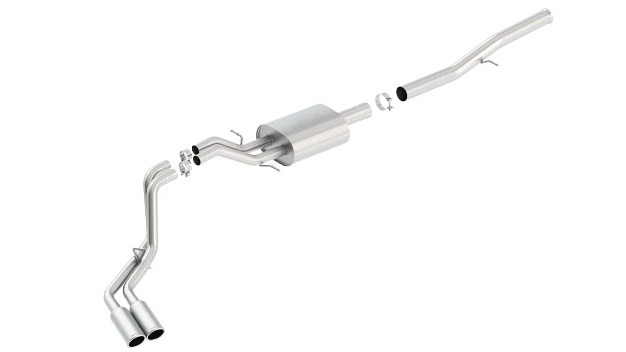 Borla S-Type Cat-Back Exhaust System For 2014-2018 Chevrolet Silverado 1500 / 2014-2018 GMC Sierra 1500 - Dual Round Rolled Angle-Cut Long Tips