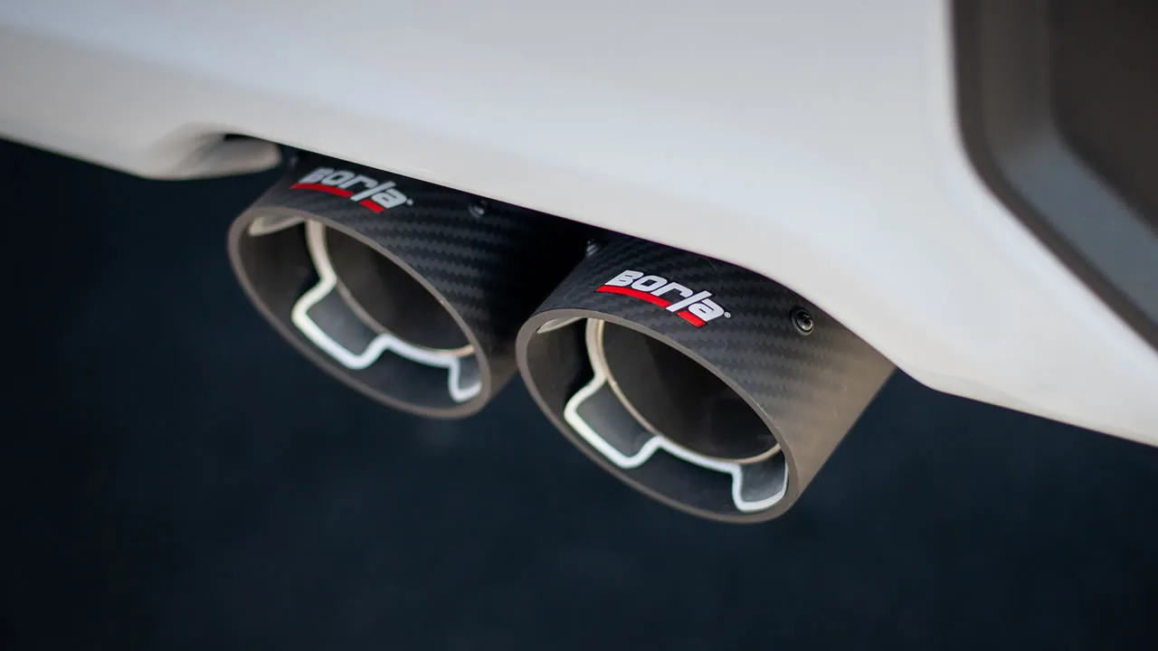 Borla Touring Cat-Back Exhaust System For 2019-2026 Chevrolet Silverado 1500 / 2019-2026 GMC Sierra 1500 - Silverado Dual Round Angle-Cut Carbon Fibre Tips - Image 2