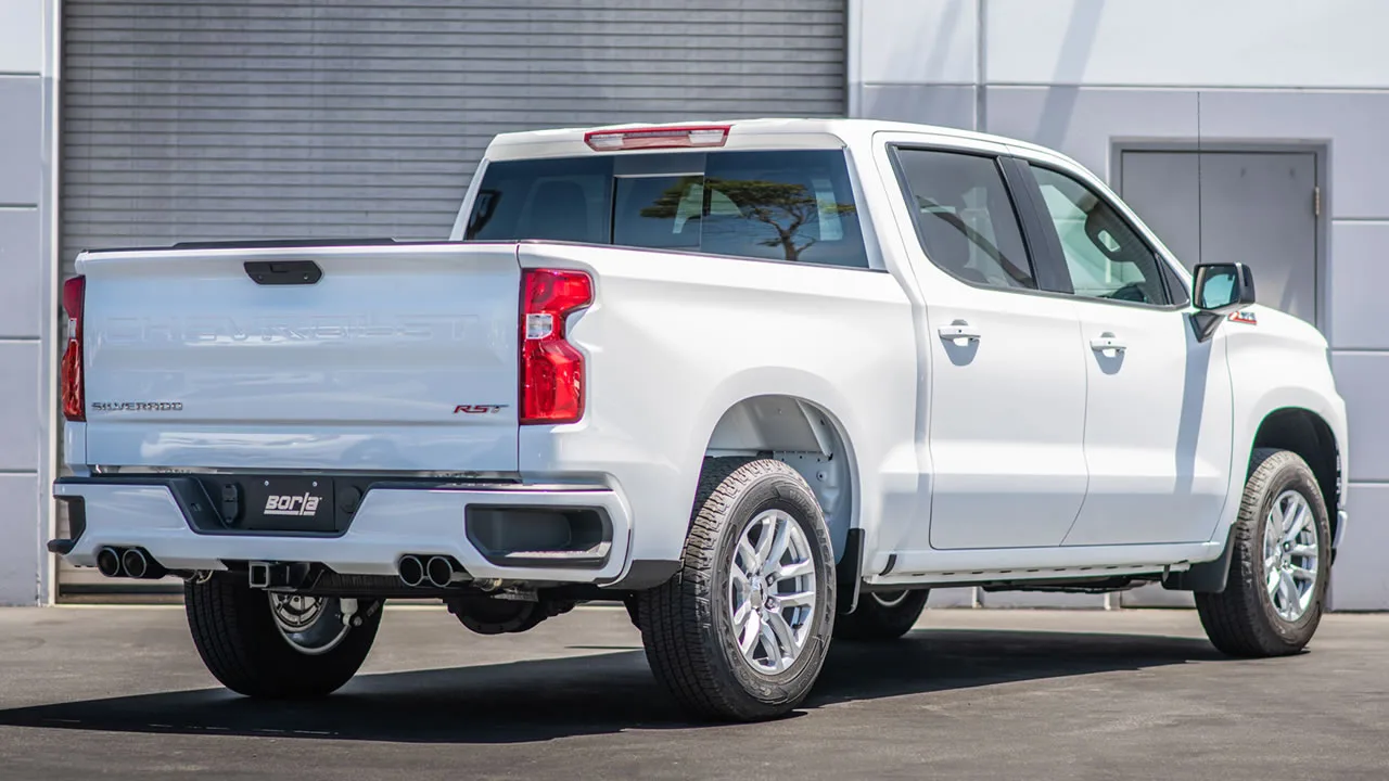 Borla Touring Cat-Back Exhaust System For 2019-2023 Chevrolet Silverado 1500 / 2019-2023 GMC Sierra 1500 - Dual Round Rolled Angle-Cut Black Chrome Tips - Image 3