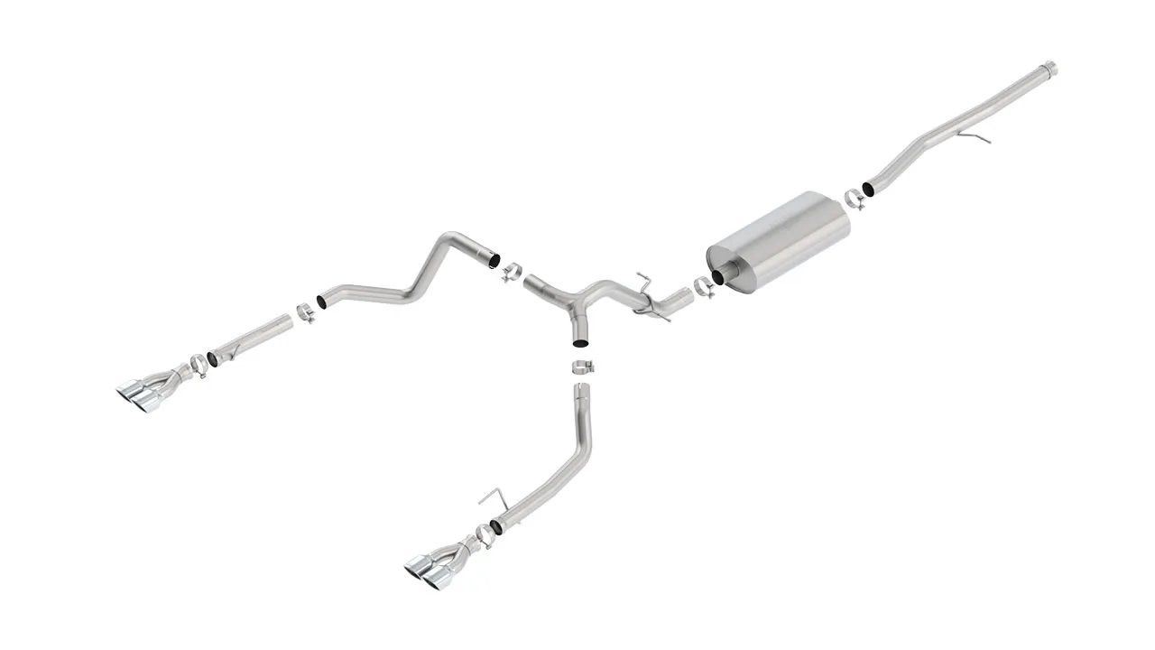 Borla Touring Cat-Back Exhaust System For 2019-2026 Chevrolet Silverado 1500 / 2019-2026 GMC Sierra 1500 - Dual Square Rolled Angle-cut Tips