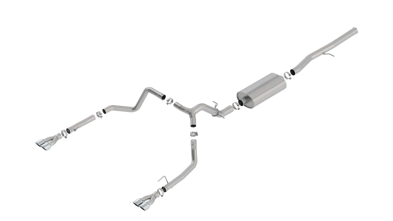 Borla Touring Cat-Back Exhaust System For 2019-2023 Chevrolet Silverado 1500 / 2019-2023 GMC Sierra 1500 - Dual Square Rolled Angle-cut Tips