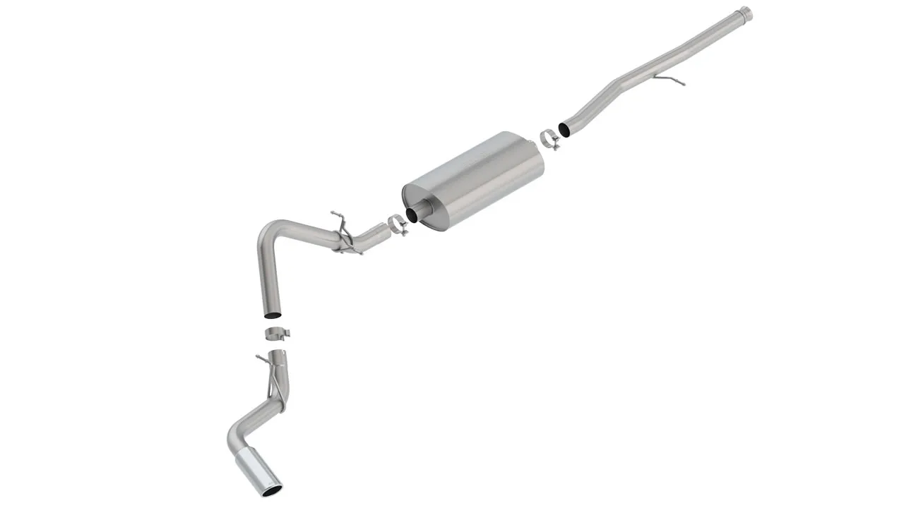 Borla Touring Cat-Back Exhaust System For 2019-2026 Chevrolet Silverado 1500 / 2019-2026 GMC Sierra 1500 - Single Round Rolled Angle-Cut Tips