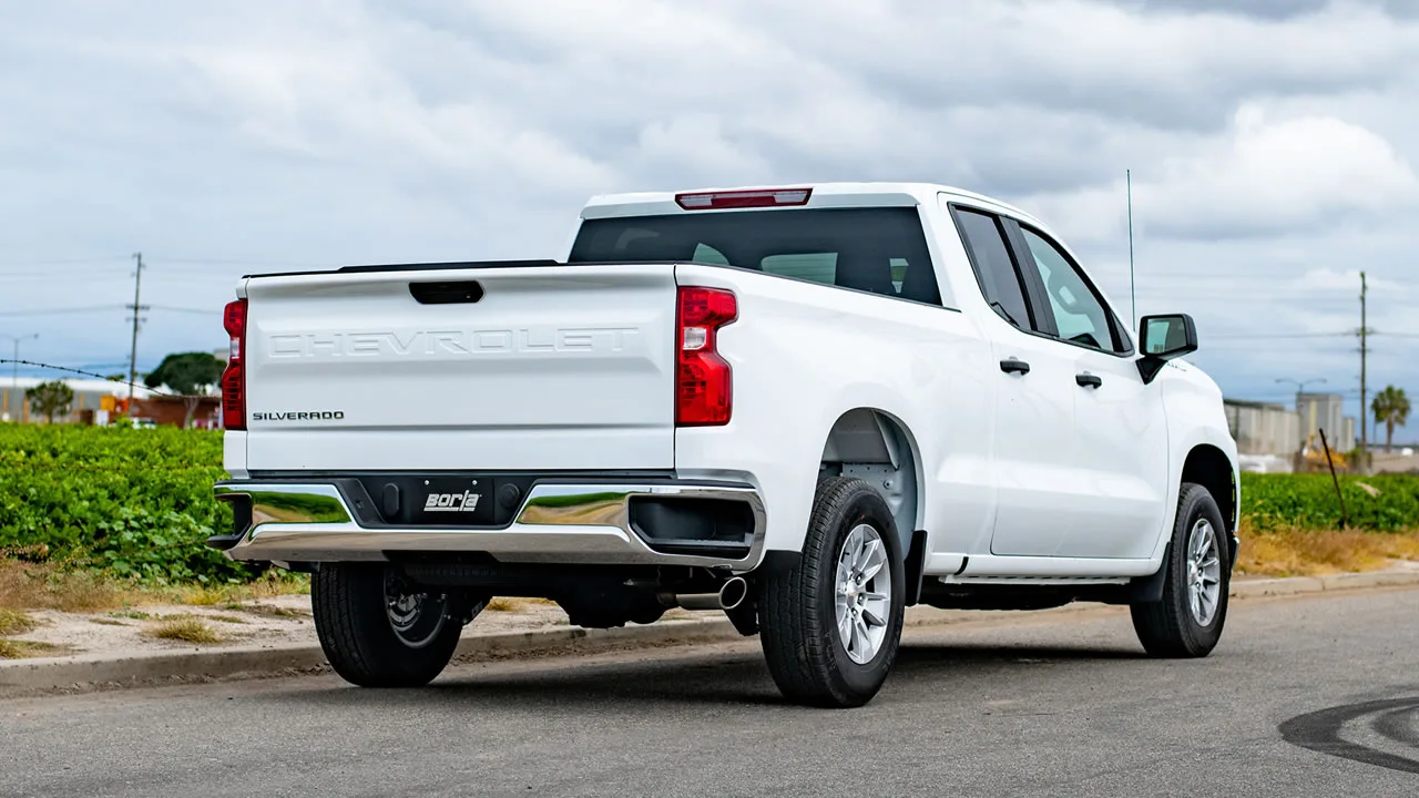 Borla Touring Cat-Back Exhaust System For 2019-2026 Chevrolet Silverado 1500 / 2019-2026 GMC Sierra 1500 - Single Round Rolled Angle-Cut Tips - Image 3
