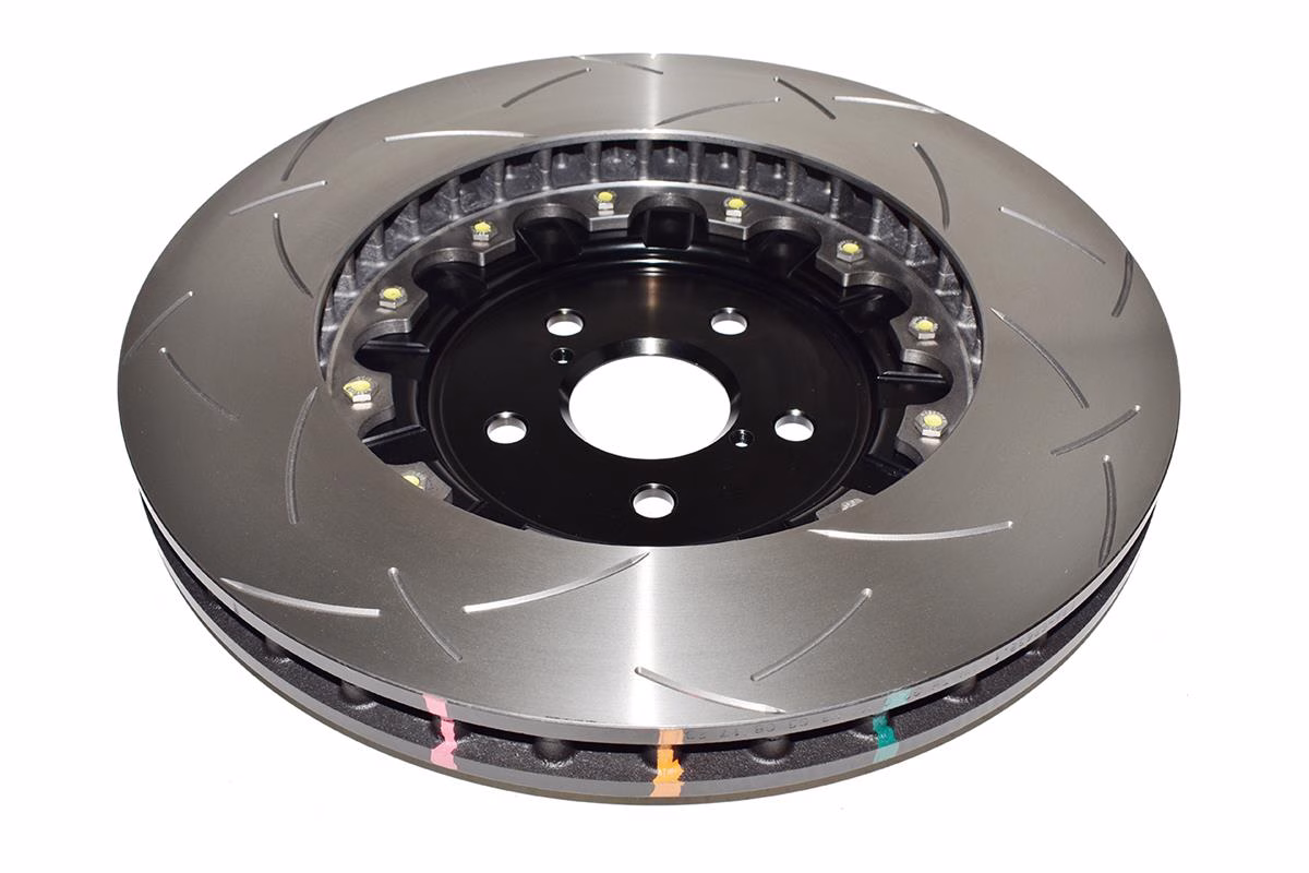 DBA 5000 Series T3 Slotted 2-Piece Brake Discs For 2015-2019 Lexus RC F | Front | 380mm | Black Hat | Pair - Image 2