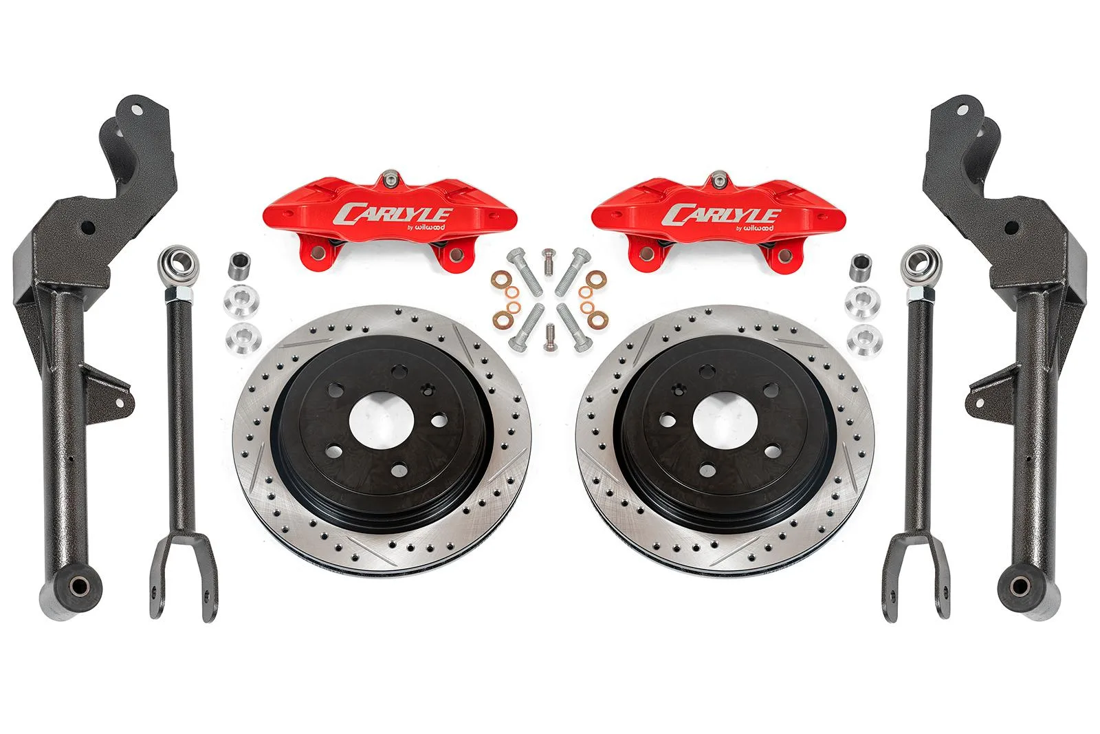 BMR 15" Conversion Kit By Carlyle Racing For 2010-2015 Chevrolet Camaro | Drilled and Slotted Rotors | Red Calipers | Black Hammertone