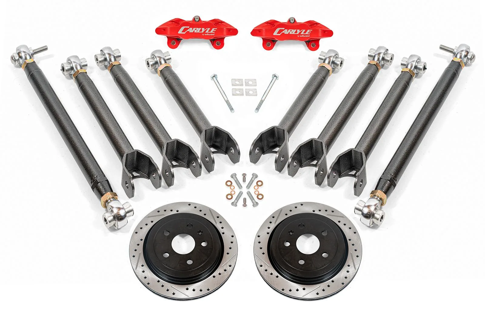 BMR 15" Conversion Kit By Carlyle Racing For 2016-2024 Chevrolet Camaro | Drilled and Slotted Rotors | Red Calipers | Black Hammertone