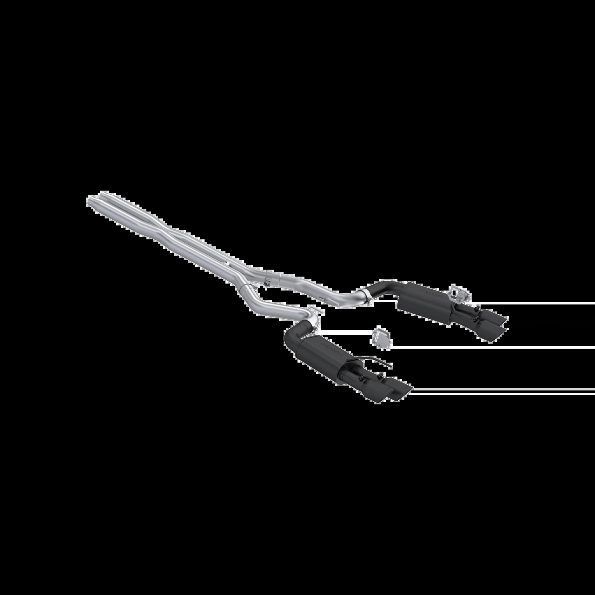 MBRP 3-Inch Cat-Back Exhaust For 2024-2026 Ford Mustang GT | Street Profile | Quad Rear Exit | Valve Delete | Armor BLK | Black Tips